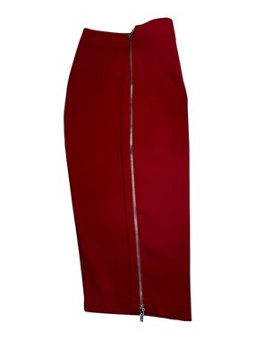 ASOS Red Pencil Skirt  -
Gold Side zipper- Size 6 (see photos for measurements)